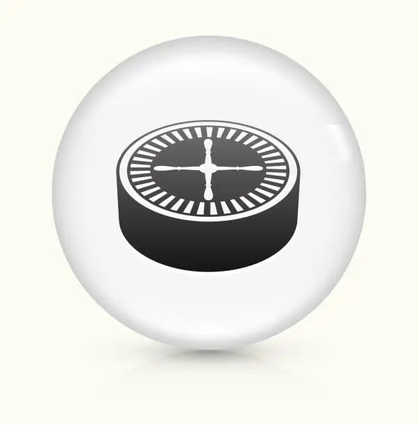 Vector illustration of Poker Roulette icon on white round vector button