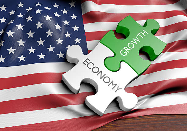 United States economy and financial market growth concept, 3D rendering 3D rendered concept of the state of the economic and finance markets in the United States. capitalism stock pictures, royalty-free photos & images