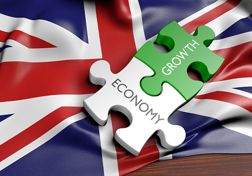 3D rendered concept of the state of the economic and finance markets in the United Kingdom.