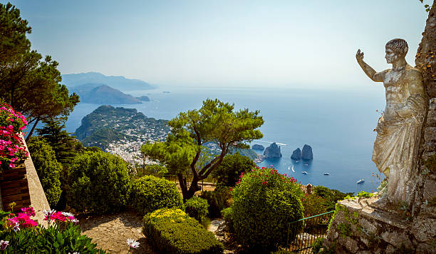 panorama wyspy capri z góry solaro - capri zdjęcia i obrazy z banku zdjęć