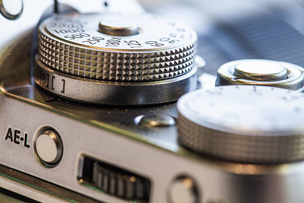 istock Close up mode of retro camera 595103884