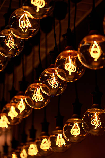 istock Lamps with interesting shape of tungsten filament 595109774