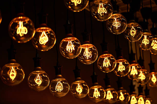 istock Lamps with interesting shape of tungsten filament 595110214