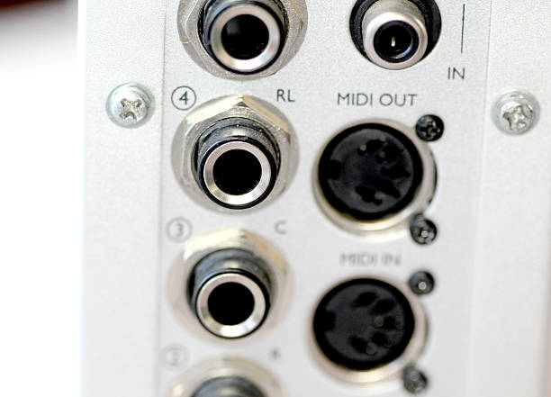 istock Close up music amplifier,external sound card 595110832