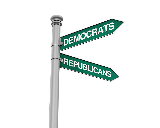 istock Democrats Republicans Direction Sign 595117674