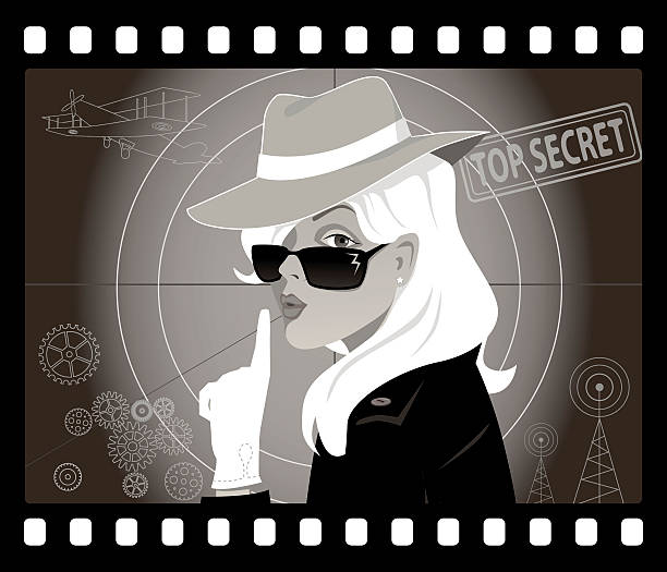 ilustraciones, imágenes clip art, dibujos animados e iconos de stock de agente secreto - femme fatale