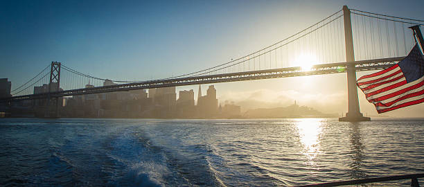 Bay Bridge San Francisco at Sunset stock photo