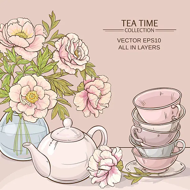 Vector illustration of tea time color