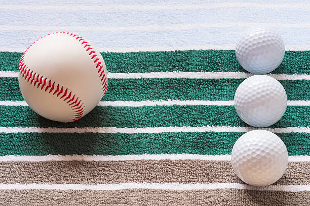 balls on a striped background golf and baseball