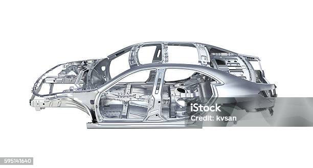 Body Car Without A Shadow On White Background 3d Stock Photo - Download Image Now - Car, Car Bodywork, Part Of