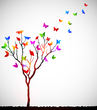 vector illustration of Abstract colorful background with butterflies