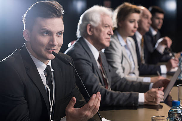 istock Concluding the first day of a political summit 595145718
