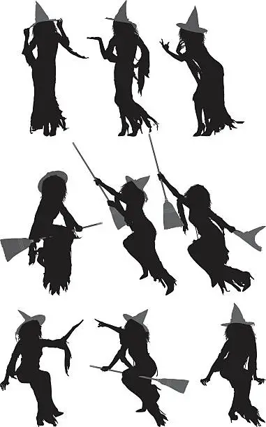 Vector illustration of Witch in various actions