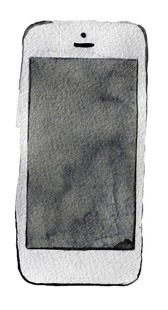 istock watercolor sketch of mobile phone on white background. Smartphone 595150352