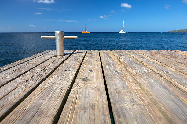 istock Caribbean sea and wood pier 595151664
