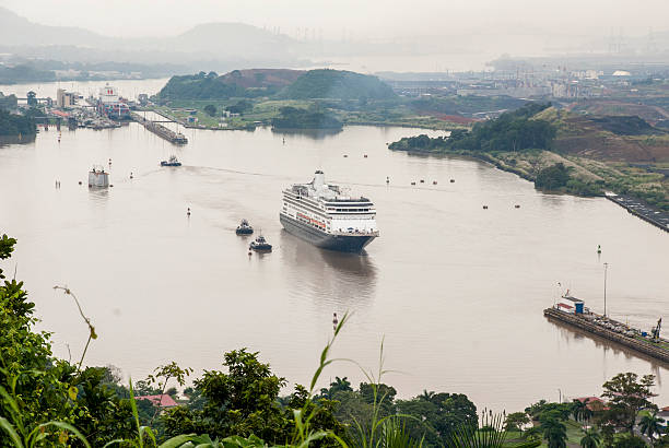 Panama, Panama - September 29, 2013: MS Zaandam - Holland America Cruise Line Ship in Panama Canal - 29.09.2013