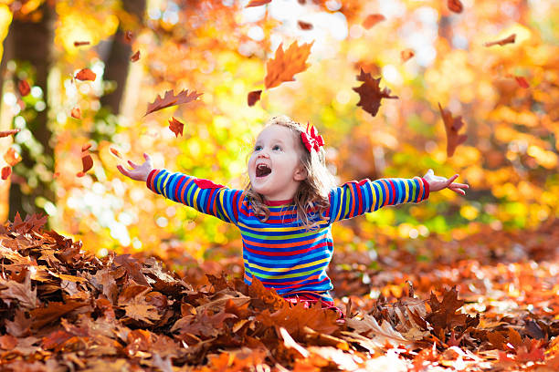 istock Little girl in autumn park 595156388