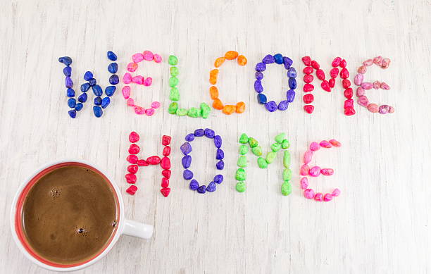 istock Welcome home note and cup of coffee 595159790