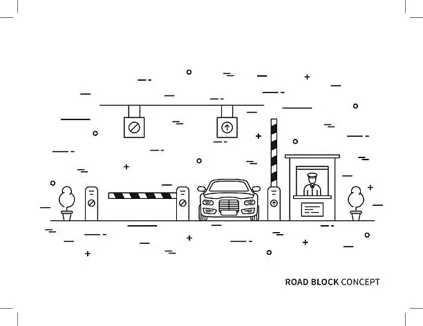 Vector illustration of Road barrier stop gate creative graphic concept