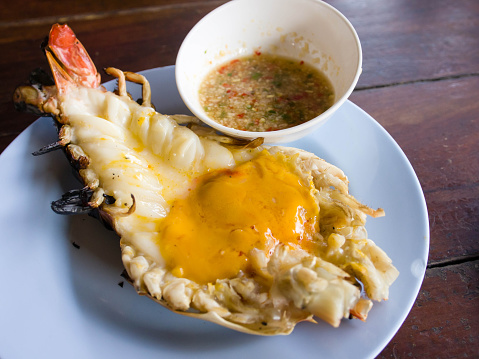 Grilled prawns, big shrimp at Phra Nakhon Si Ayutthaya, Thailand