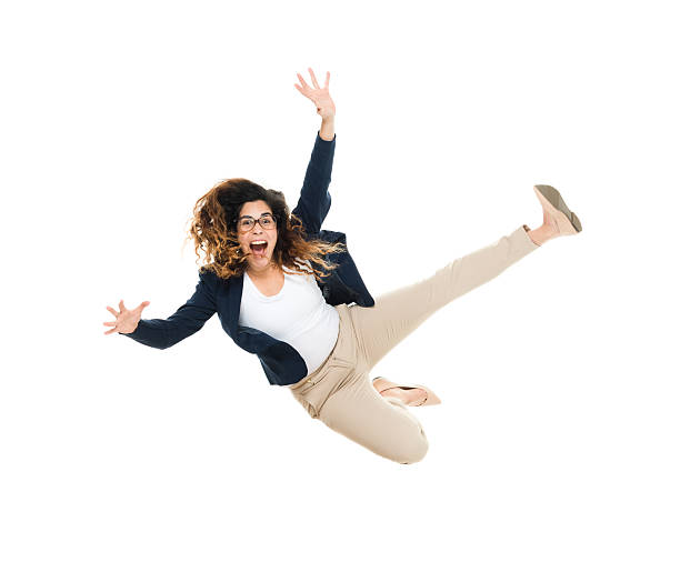 istock Cheerful smart casual man jumping 595163512