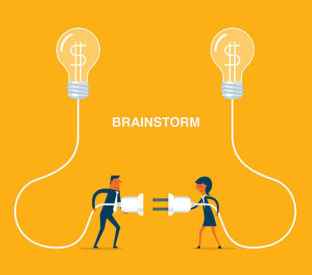 브레인스토밍  - wealth brain people ideas stock illustrations