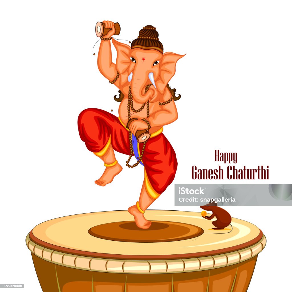 Happy Ganesh Chaturthi Background Stock Illustration - Download Image Now -  Ganesha, Dancing, Elephant - iStock