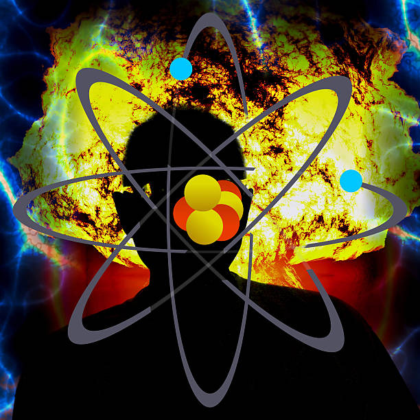 istock Nuclear explosion with symbol of atomic energy 3d rendering 595321218