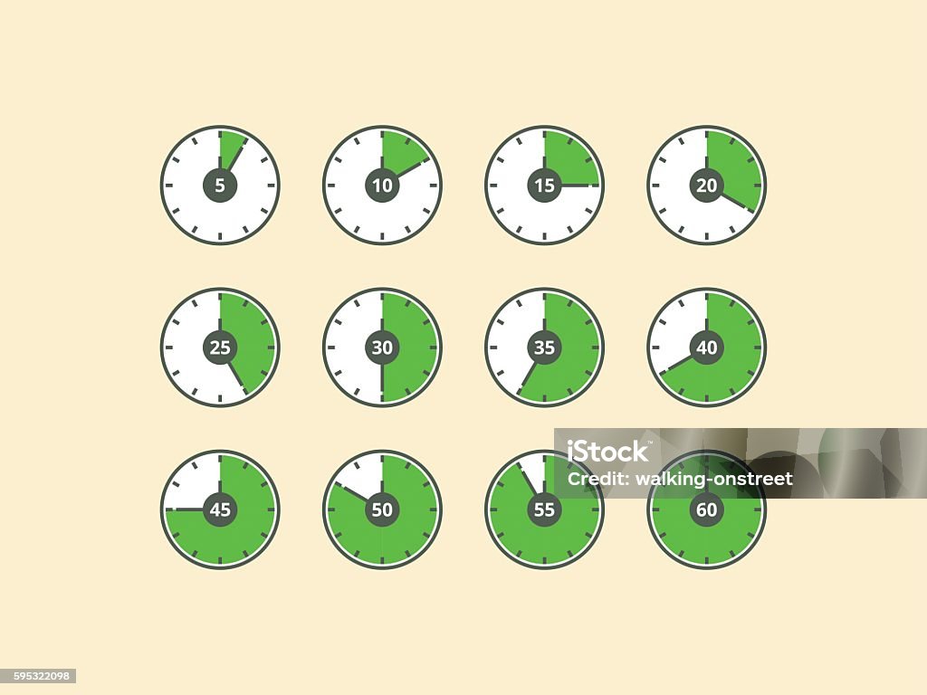 Set Of Timer Vector With Numbers Flat Design Stock Illustration ...