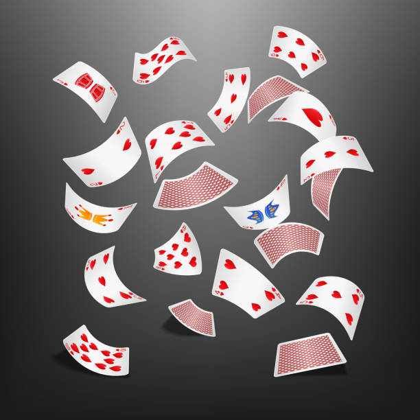 ilustrações de stock, clip art, desenhos animados e ícones de poker card heart scattered - cards rear view vector pattern