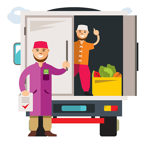 Unloading Vector 10+ Unloading Produce Truck Stock Illustrations, Royalty-Free Vector ...