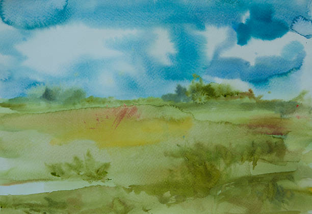 istock Landscape of green field with blue sky 595327430
