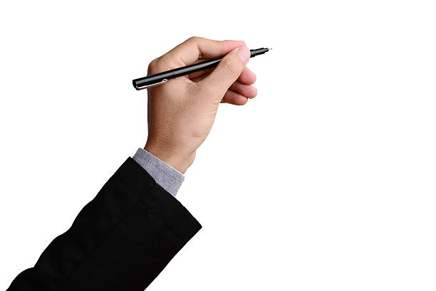 istock Businessman hand writing blank space 595327494