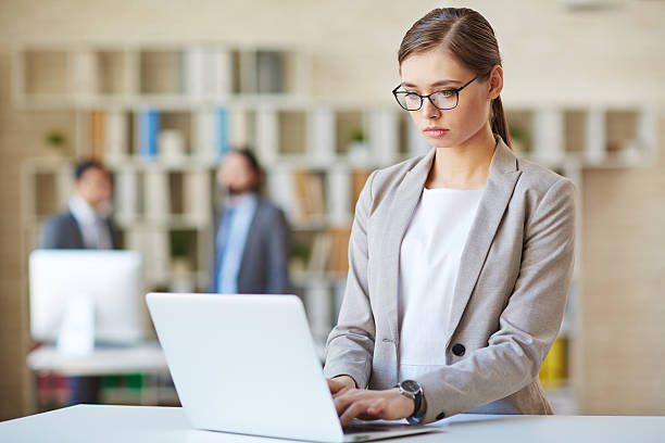 istock Businesswoman typing 595328730