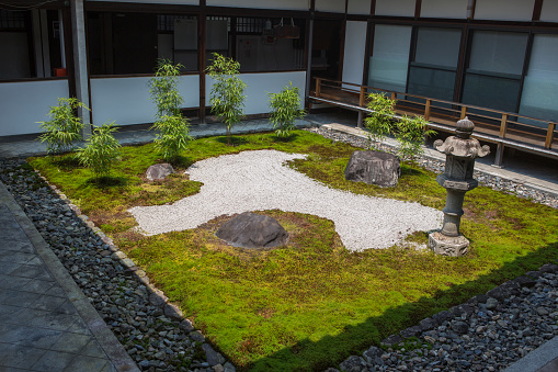 zen garden at Hyakumanben Chionji Temple in kyoto japan
