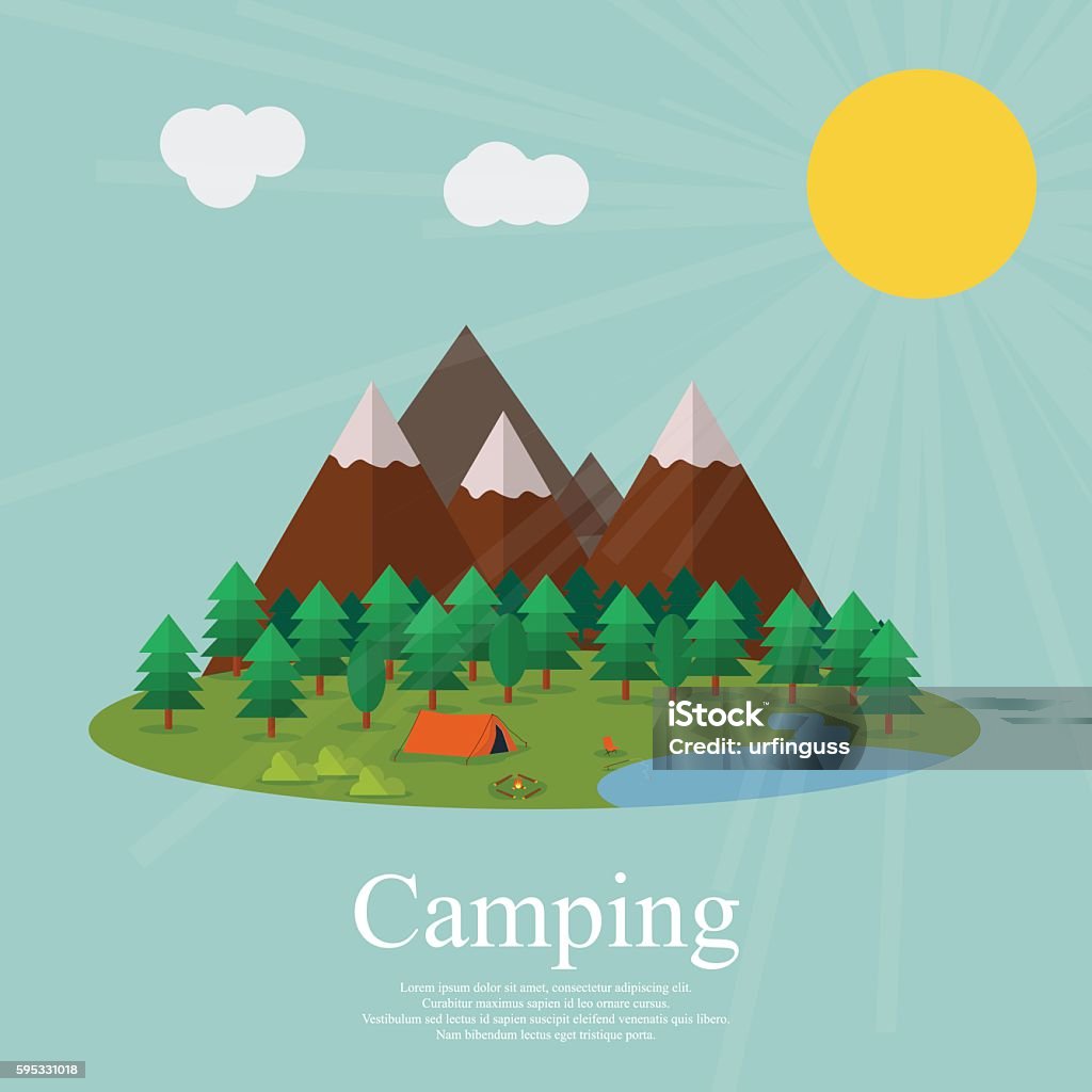 Vector flat illustration camping Animals In The Wild stock vector