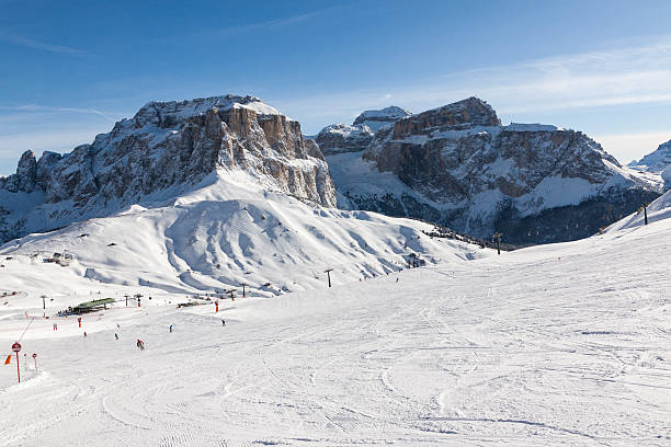 istock Sass Pordoi (Sella Group) with snow in the Italian Dolomites 595331870
