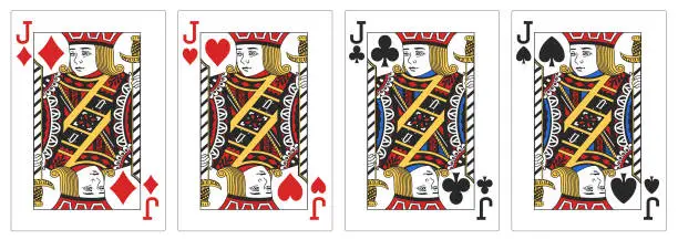 Vector illustration of 4 of a kind Jacks poker playing card