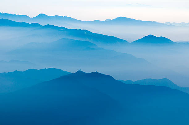 mountain ridges by morning scenic foggy atmosphere above Japanese mountains by early morning akaishi mountains stock pictures, royalty-free photos & images