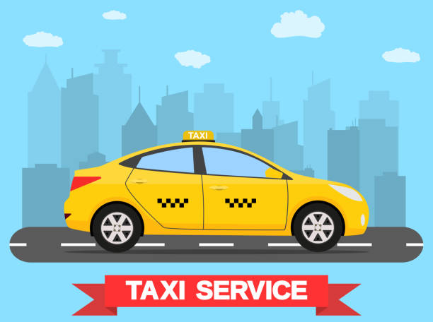istock taxi car on city background 595332266