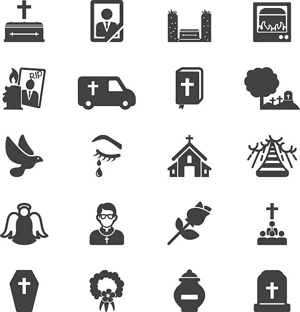 beerdigung silhouette icons | eps10 - grass family grass white background isolated stock-grafiken, -clipart, -cartoons und -symbole