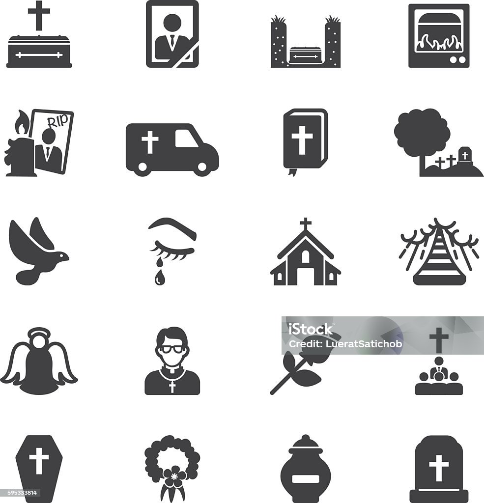 Funeral Silhouette Icons | EPS10 - Royalty-free Simge Vector Art