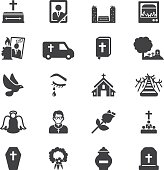 istock Funeral Silhouette Icons | EPS10 595333814