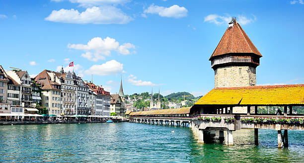 istock Wooden bridge in Lucerne 595334252