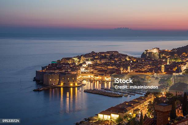 Dubrovnik Old Town At Dusk Stock Photo - Download Image Now - Dubrovnik, Night, Adulation