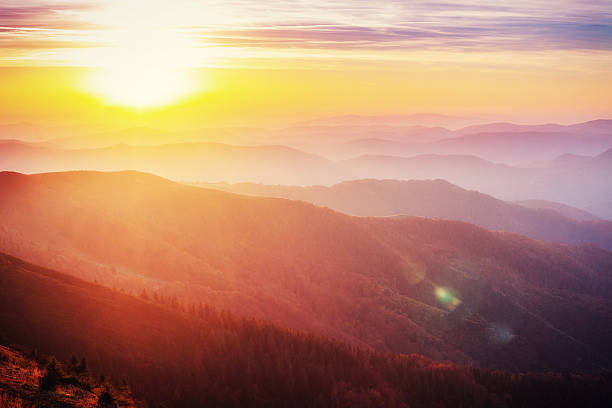 istock Beautiful sunset in the Carpathian Mountains Ukraine. 595335872