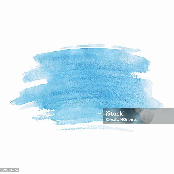 Blue Watercolor Isolated Spot On White Background Hand Drawn Blue Illustration Stock Illustration - Download Image Now