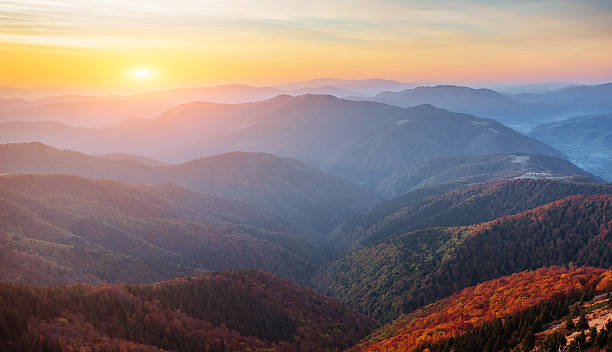 istock Beautiful sunset in the Carpathian Mountains Ukraine. 595338518