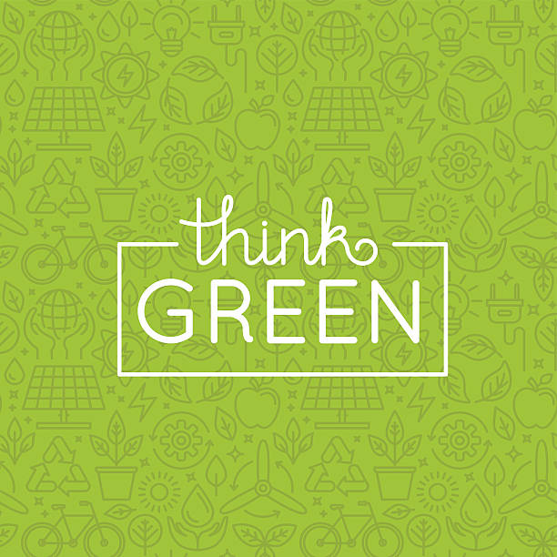 ilustrações de stock, clip art, desenhos animados e ícones de vector design - think green - thinking green