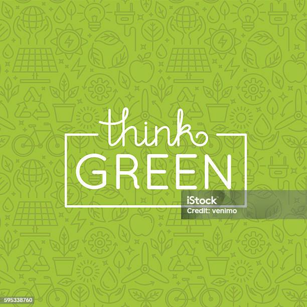 Vector Design Think Green Stock Illustration - Download Image Now - Environmental Conservation, Green Color, Sustainable Resources
